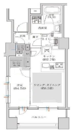 ウエリス千代田東神田 8階 間取り図