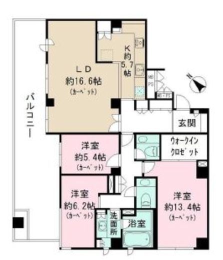 北青山パークマンション 4階 間取り図