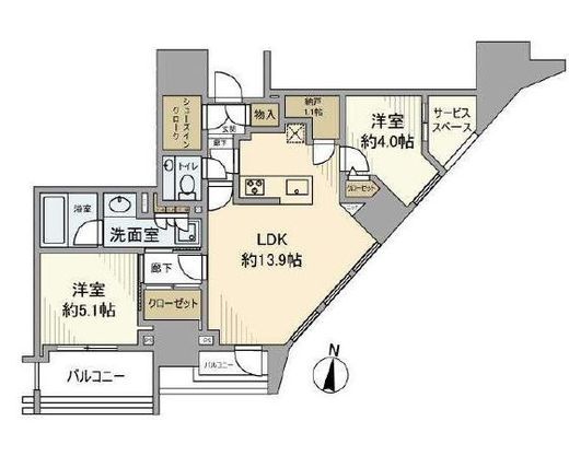 プラウド文京千駄木 10階 間取り図