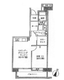 アクティ目黒駅前 1号棟 816 間取り図