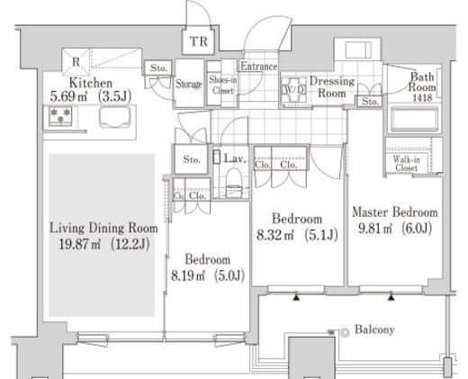 大崎ガーデンレジデンス 1311 間取り図