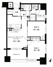 パークキューブ市ヶ谷 602 間取り図