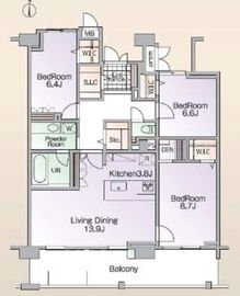ロイヤルパークス新田 1403 間取り図