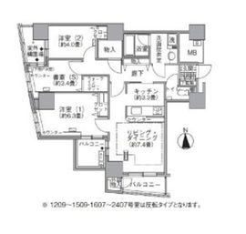 アクティ汐留 1907 間取り図