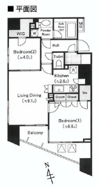 クオリア恵比寿パークフロント 9階 間取り図