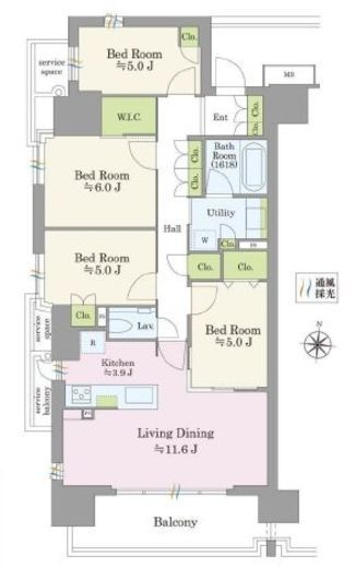 プラウド東陽町サウス 7階 間取り図