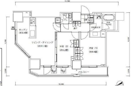 パークキューブ愛宕山タワー 1101 間取り図