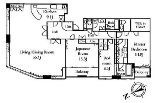 青山パークタワー 33階 間取り図