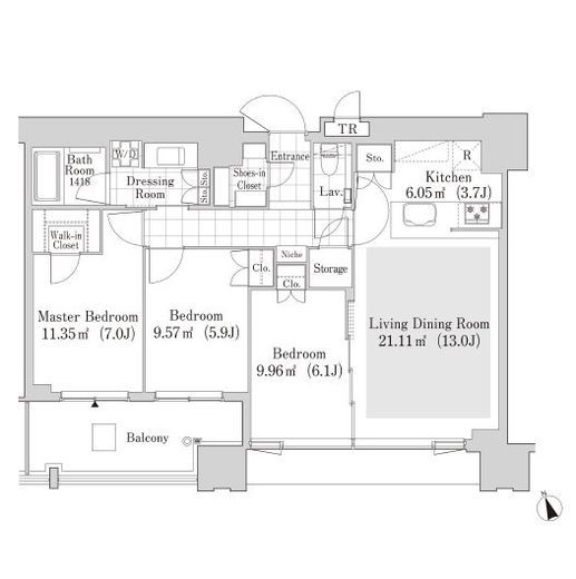 大崎ガーデンレジデンス 2303 間取り図