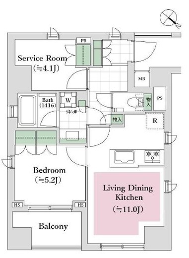 オープンレジデンシア銀座築地 2階 間取り図