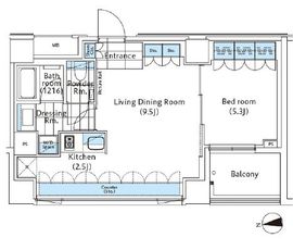 コンフォリア新宿イーストサイドタワー A203 間取り図