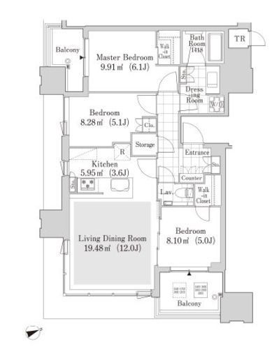 大崎ガーデンレジデンス 1409 間取り図