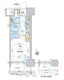 ディームス品川南大井 303 間取り図