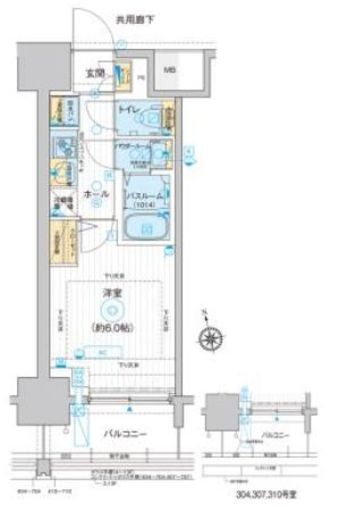 ディームス品川南大井 307 間取り図