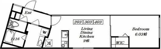 ブランシェ東麻布 203 間取り図