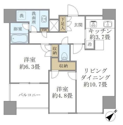 シティタワー麻布十番 8階 間取り図