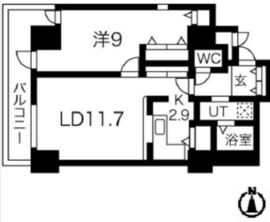 シティコート目黒 2-903 間取り図