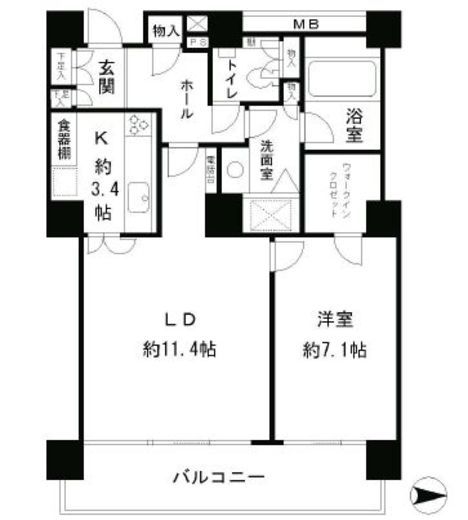 リバーポイントタワー 1504 間取り図