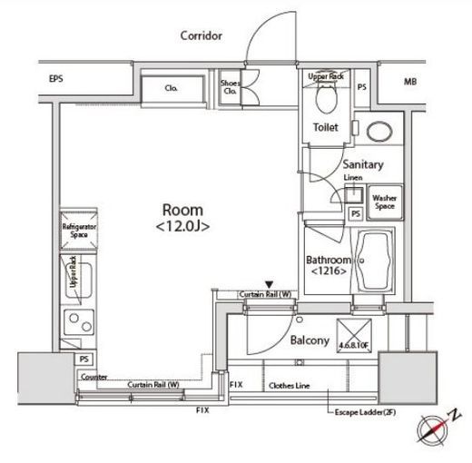 カスタリア目黒かむろ坂 802 間取り図