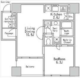 カスタリア目黒かむろ坂 808 間取り図