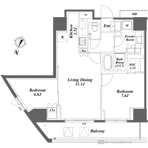 パークハビオ渋谷本町レジデンス 1113 間取り図