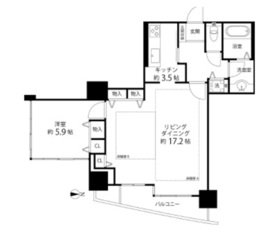 河田町ガーデン 1-1407 間取り図