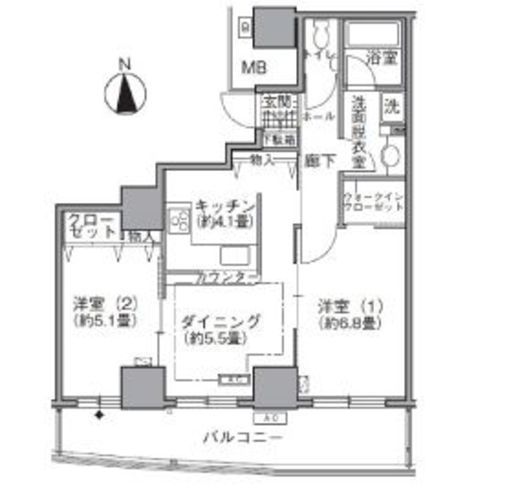 アクティ汐留 2109 間取り図