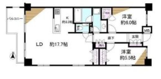 オープンレジデンシア広尾2 2階 間取り図