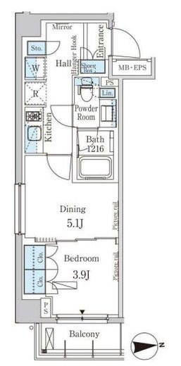 パークアクシス市谷加賀町 201 間取り図