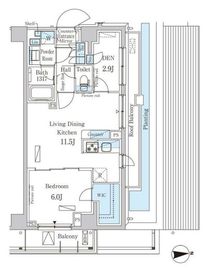 パークアクシス市谷加賀町 405 間取り図