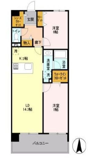 ロイヤルパークス梅島 416 間取り図