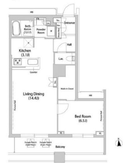 品川ハートビュータワー 1609 間取り図