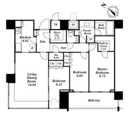 THE ROPPONGI TOKYO CLUB RESIDENCE 24階 間取り図