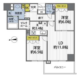 フォルム四谷外苑東 8階 間取り図