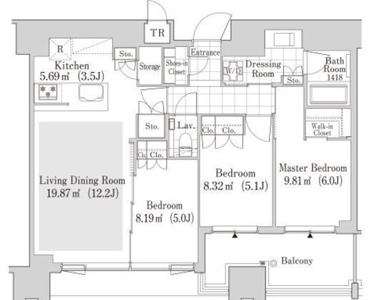 大崎ガーデンレジデンス 1709 間取り図