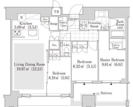 大崎ガーデンレジデンス 1909 間取り図