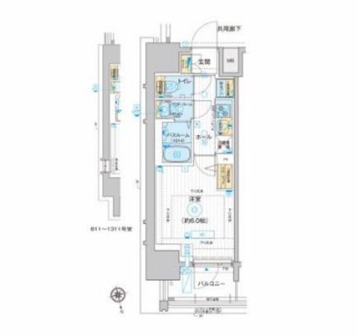 ディームス品川南大井 1011 間取り図
