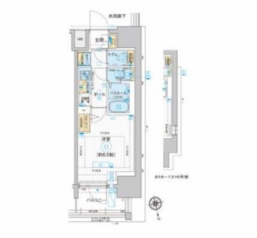 ディームス品川南大井 1016 間取り図