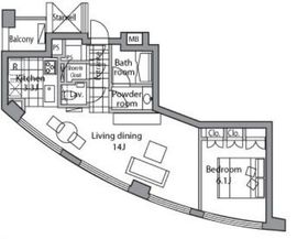 レジディアタワー乃木坂 1902 間取り図