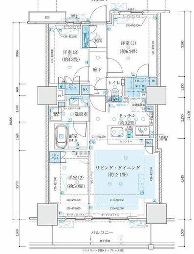 プライムパークス品川シーサイド ザ・タワー 3階 間取り図