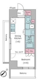 レジディア都立大 206 間取り図