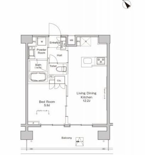 プラウドフラット戸越公園 502 間取り図
