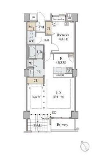 シャレール広尾 2-507 間取り図