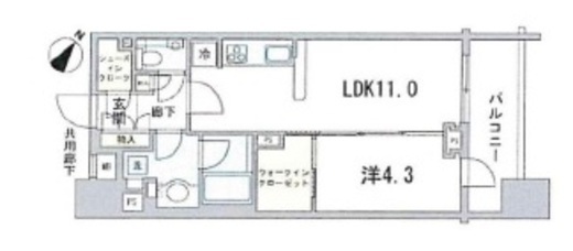 クオリア日本橋浜町 6階 間取り図