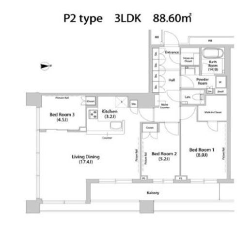 品川ハートビュータワー 2408 間取り図