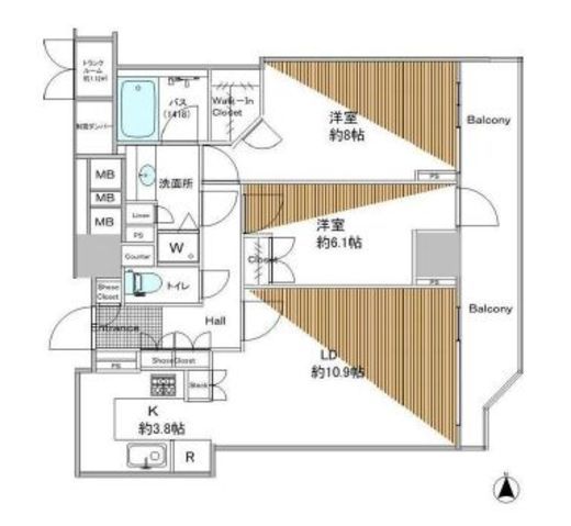 シティタワー四谷 13階 間取り図