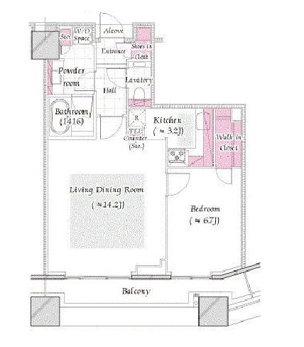 コンシェリア西新宿タワーズウエスト 14階 間取り図