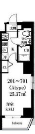 フュージョン日本橋箱崎 201 間取り図