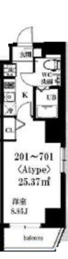 フュージョン日本橋箱崎 501 間取り図