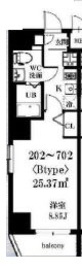 フュージョン日本橋箱崎 202 間取り図